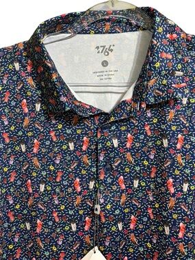 New 1764 Signature golf polo DONUTS & MILKSHAKES Mens Lg Short Sleeve Blue
